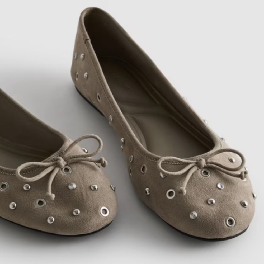 Primark taupe flats with stud embellishment, size 9